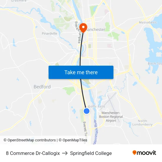 8 Commerce Dr-Callogix to Springfield College map