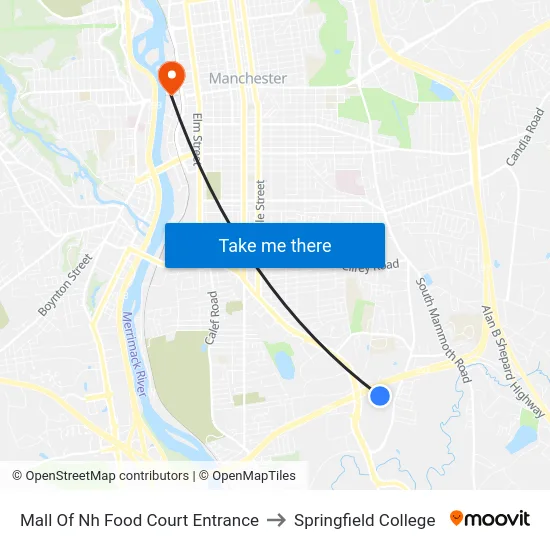 Mall Of Nh Food Court Entrance to Springfield College map