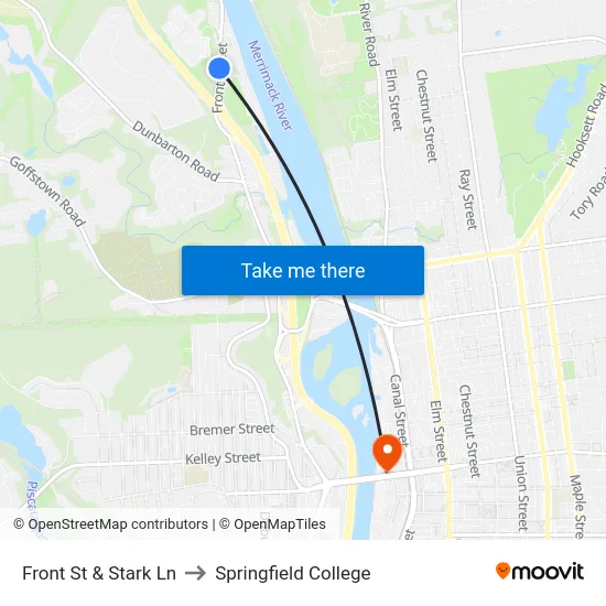 Front St & Stark Ln to Springfield College map