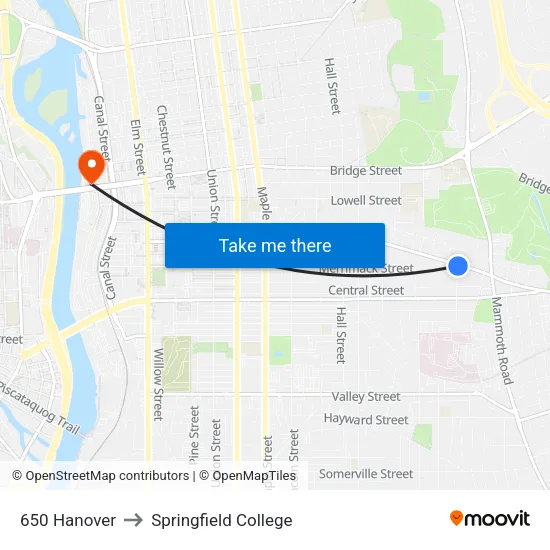 650 Hanover to Springfield College map