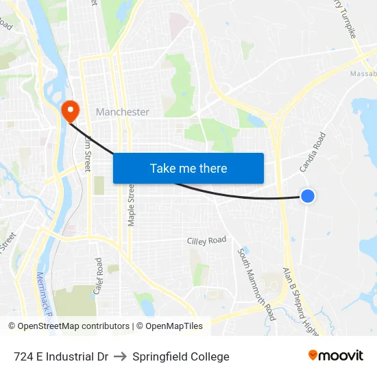 724 E Industrial Dr to Springfield College map