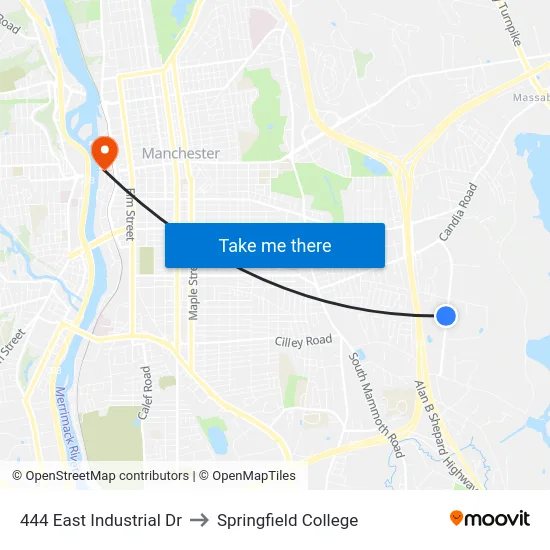 444 East Industrial Dr to Springfield College map