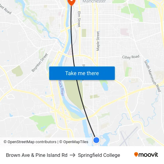 Brown Ave & Pine Island Rd to Springfield College map