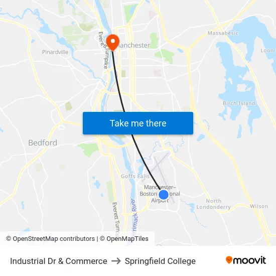 Industrial Dr & Commerce to Springfield College map