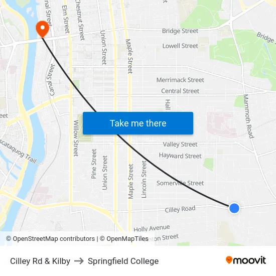 Cilley Rd & Kilby to Springfield College map