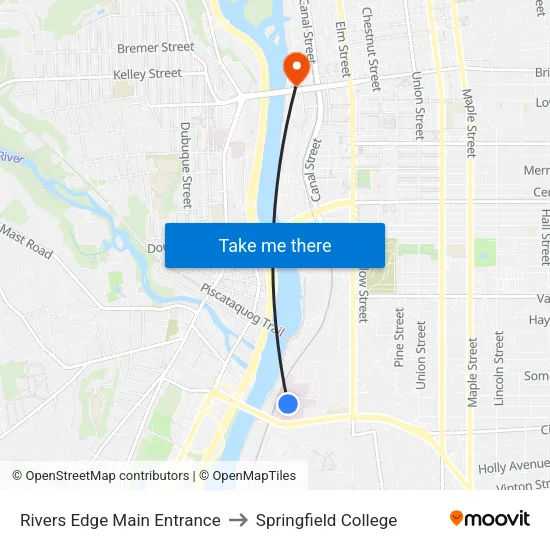 Rivers Edge Main Entrance to Springfield College map