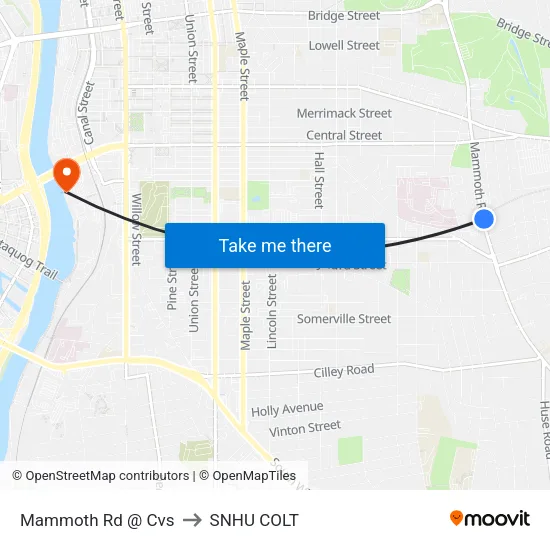 Mammoth Rd @ Cvs to SNHU COLT map