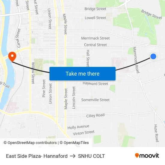 East Side Plaza- Hannaford to SNHU COLT map
