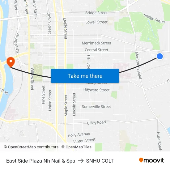 East Side Plaza Nh Nail & Spa to SNHU COLT map