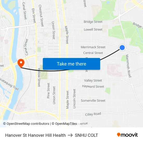 Hanover St Hanover Hill Health to SNHU COLT map