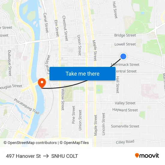 497 Hanover St to SNHU COLT map