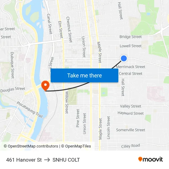461 Hanover St to SNHU COLT map