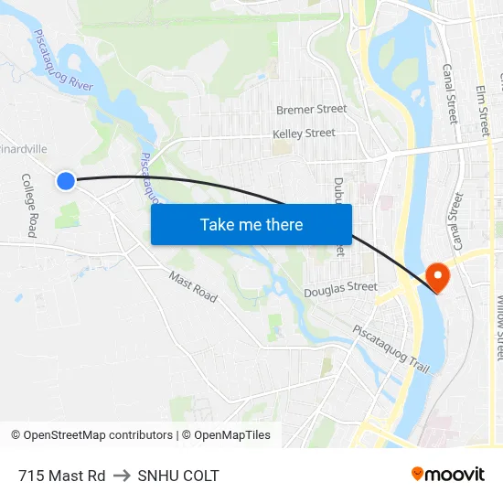 715 Mast Rd to SNHU COLT map