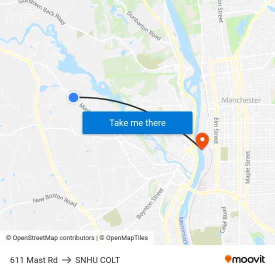 611 Mast Rd to SNHU COLT map