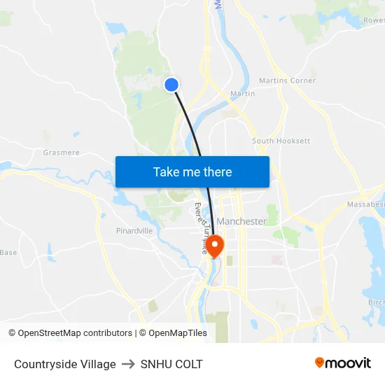 Countryside Village to SNHU COLT map