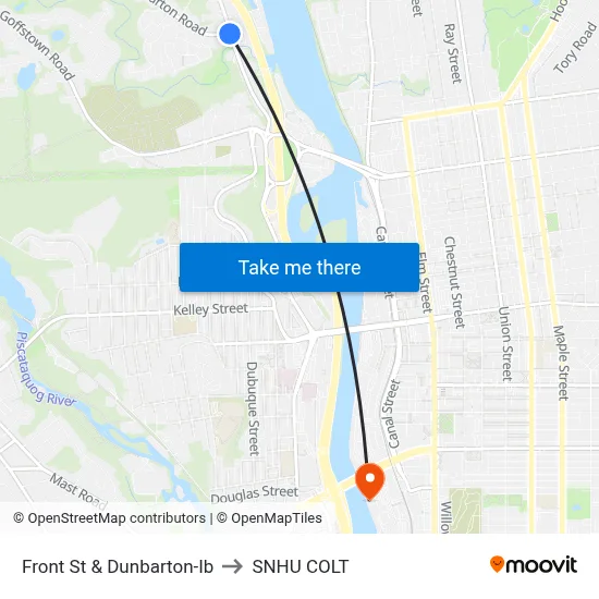 Front St & Dunbarton-Ib to SNHU COLT map