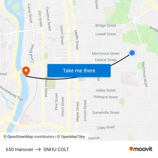 650 Hanover to SNHU COLT map