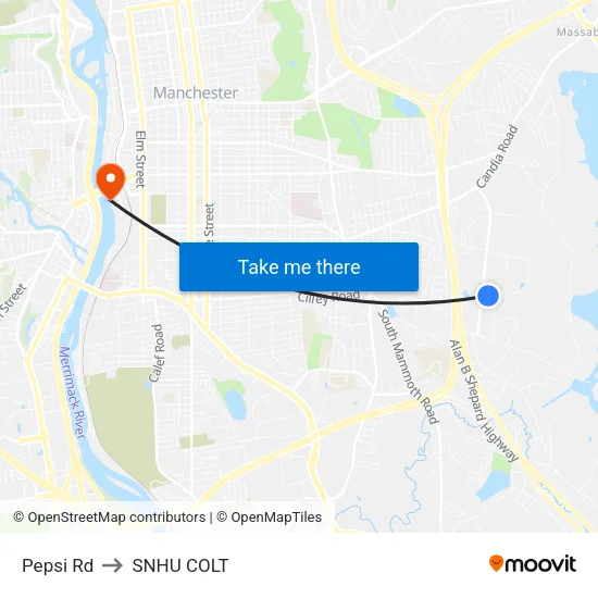 Pepsi Rd to SNHU COLT map