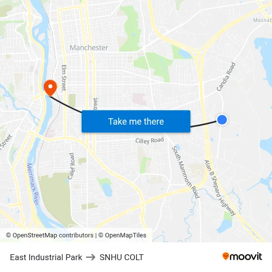 East Industrial Park to SNHU COLT map