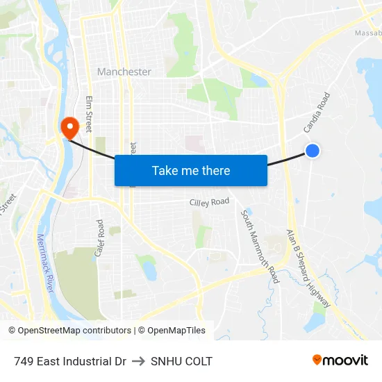 749 East Industrial Dr to SNHU COLT map