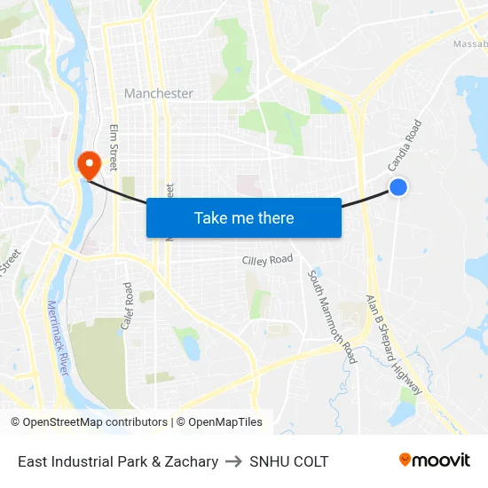 East Industrial Park & Zachary to SNHU COLT map