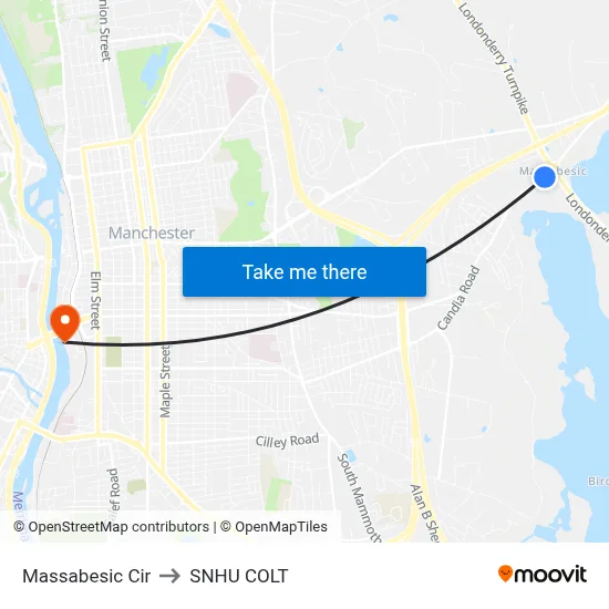 Massabesic Cir to SNHU COLT map