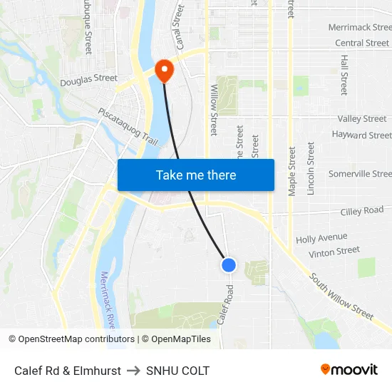 Calef Rd & Elmhurst to SNHU COLT map