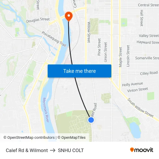 Calef Rd & Wilmont to SNHU COLT map