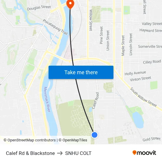 Calef Rd & Blackstone to SNHU COLT map