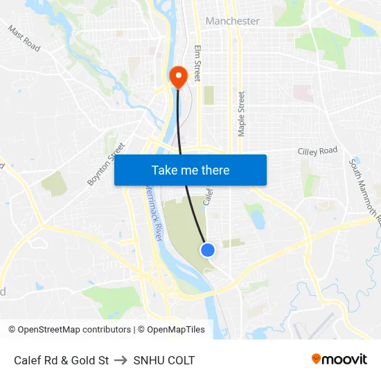 Calef Rd & Gold St to SNHU COLT map