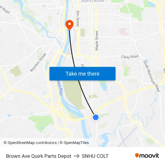 Brown Ave  Quirk Parts Depot to SNHU COLT map