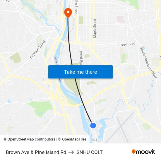 Brown Ave & Pine Island Rd to SNHU COLT map