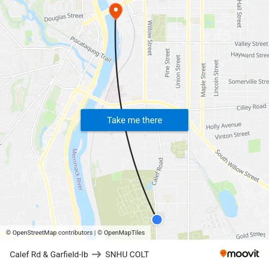 Calef Rd & Garfield-Ib to SNHU COLT map
