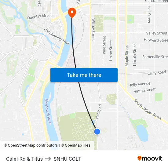 Calef Rd & Titus to SNHU COLT map