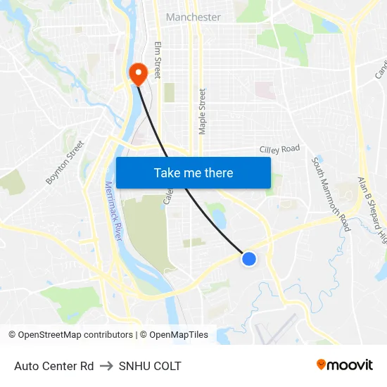 Auto Center Rd to SNHU COLT map