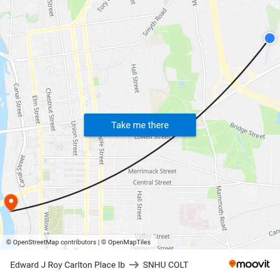 Edward J Roy  Carlton Place Ib to SNHU COLT map