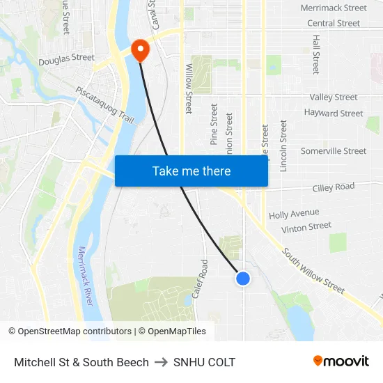Mitchell St & South Beech to SNHU COLT map