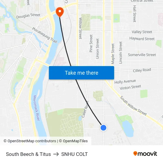 South Beech & Titus to SNHU COLT map