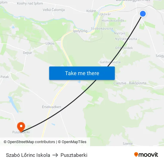 Szabó Lőrinc Iskola to Pusztaberki map