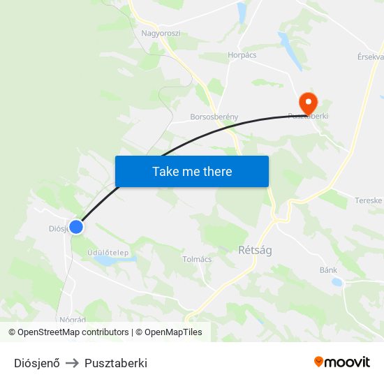 Diósjenő to Pusztaberki map
