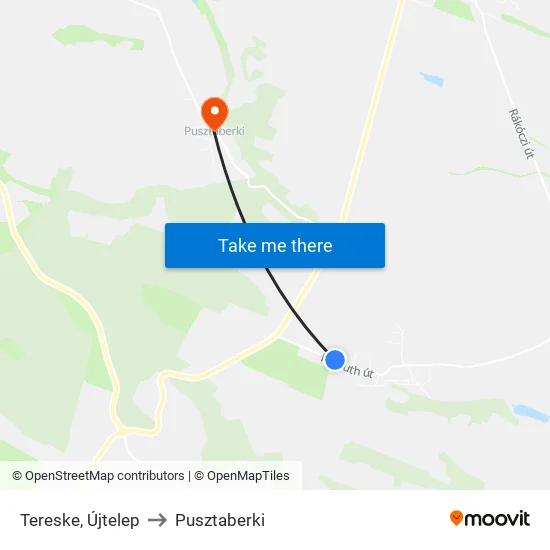 Tereske, Újtelep to Pusztaberki map