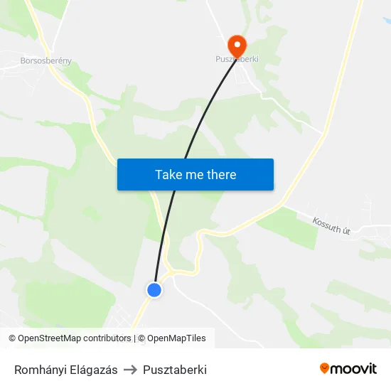 Romhányi Elágazás to Pusztaberki map