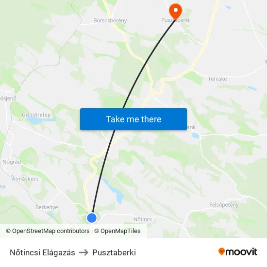 Nőtincsi Elágazás to Pusztaberki map