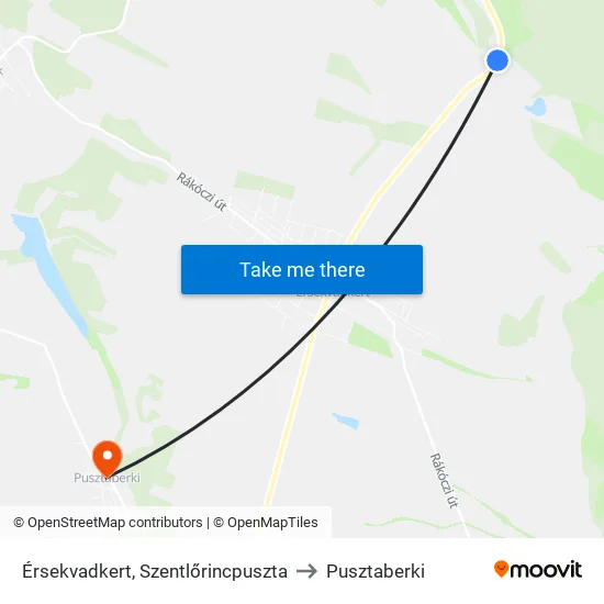 Érsekvadkert, Szentlőrincpuszta to Pusztaberki map