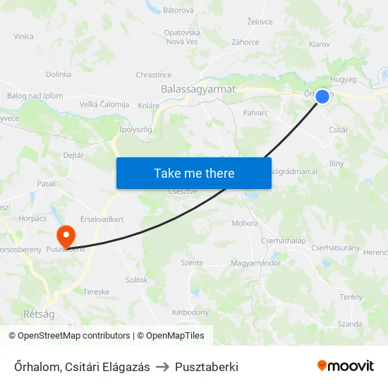Őrhalom, Csitári Elágazás to Pusztaberki map