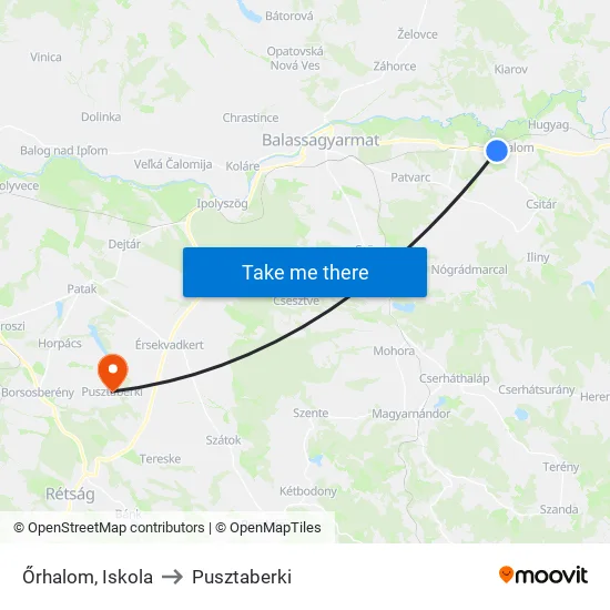 Őrhalom, Iskola to Pusztaberki map