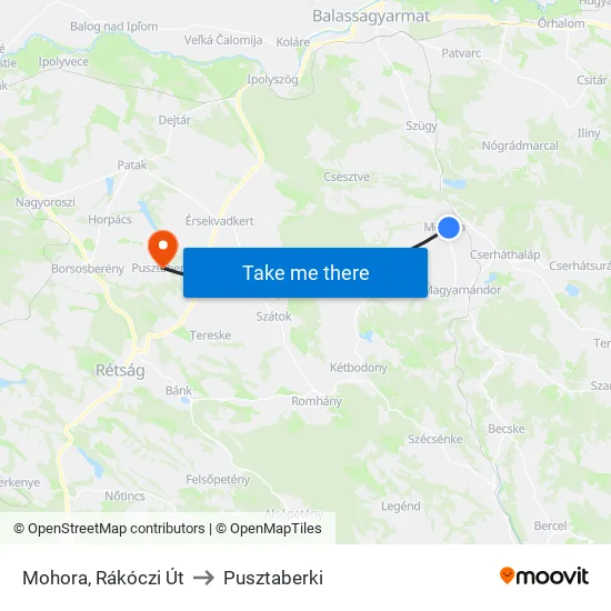 Mohora, Rákóczi Út to Pusztaberki map
