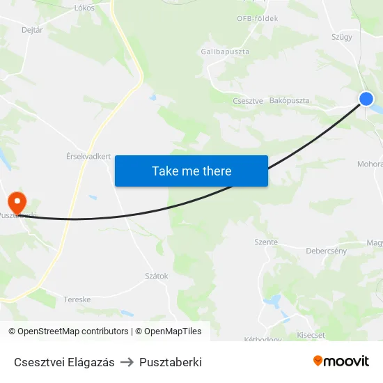 Csesztvei Elágazás to Pusztaberki map