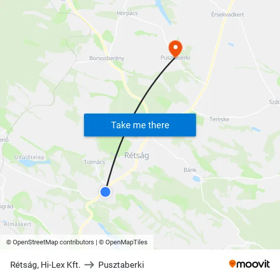 Rétság, Hi-Lex Kft. to Pusztaberki map