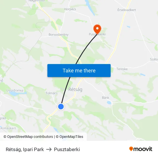 Rétság, Ipari Park to Pusztaberki map